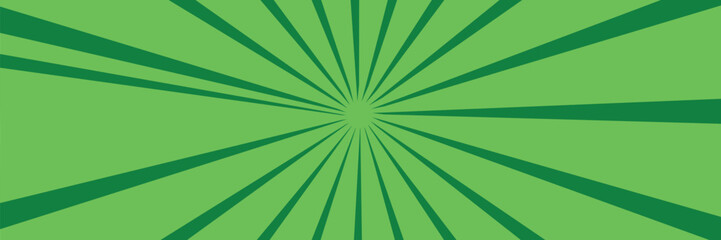 Sun rays green background, starburst anime pop art cartoon or comic, dotted texture and explosion effect or sunburst