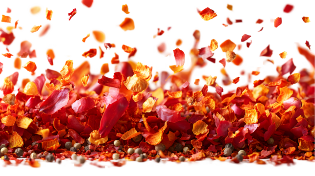 Red Rose Petals Falling with Spices.