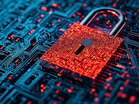 Digital Padlock on Circuit Board with Ciphered Interface layout