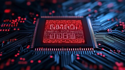 Digital Ransomware Countdown Timer on a Circuit Board Close-Up