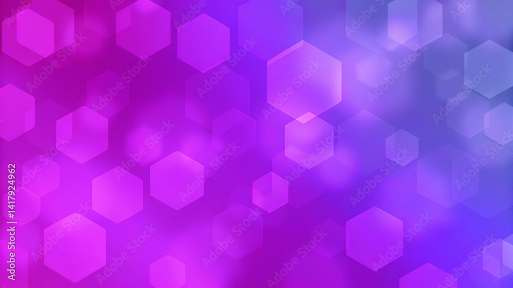 Poster abstract purple geometric bokeh. hexagons background. futuristic design with soft light effects and 