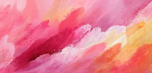Abstract painting with soft blends of pink, red, and orange, creating a vibrant and artistic background suitable for decorative or design purposes.