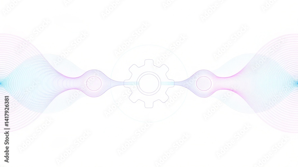 Poster Abstract technology concept wave flow science connection futuristic colorful digital innovation background network particles motion design energy visualization