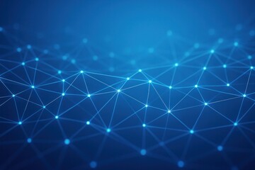 Obraz premium Abstract 3D mesh of interconnected nodes and lines forming digital network, clean blue gradient tech background