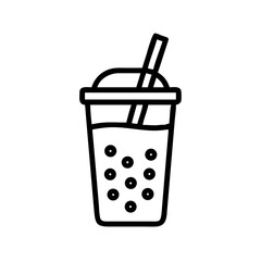 Mint Bubble Tea in Tall Glass Icon Design