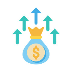 Money Bag with Upward Growth Arrows Icon Design