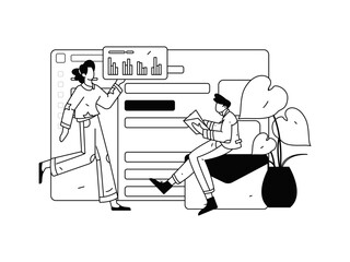 Flat vector illustration of business people operating work scene
