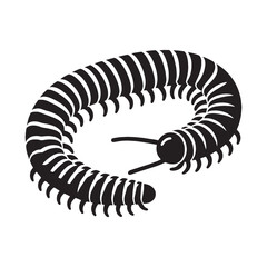 Defensive Millipede silhouette, wrapped in tight protective form – Millipede illustration – Minimalist millipede vector – Insect silhouette

