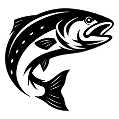 Monochrome Image of a Dynamic Fish Illustration with Artistic Flair and Detail
