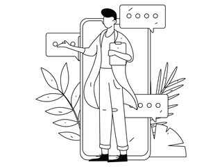 Flat vector illustration of business people operating work scene
