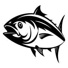 Striking Black and White Graphic Depiction of a Tuna Fish in Motion