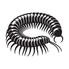 Line Art Millipede silhouette, sleek and clean insect depiction – Millipede illustration – Minimalist millipede vector – Insect silhouette

