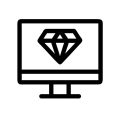 Monitor Displaying Gemstone Graphic Illustration Icon Design