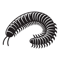 Twisting Millipede silhouette, a calm crawler in stylized form – Millipede illustration – Minimalist millipede vector – Insect silhouette

