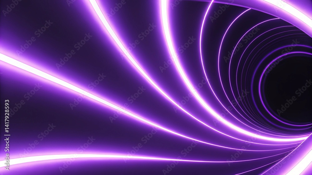 Poster Black purple abstract background with wavy lines and curves in the center of the image, with a black background and a purple background with a white border, modern digital wave texture design