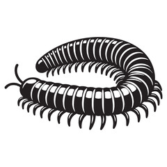 Abstract Millipede silhouette, ideal for nature-inspired artwork – Millipede illustration – Minimalist millipede vector – Insect silhouette

