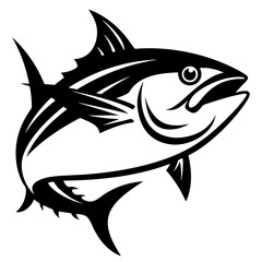 Black and white tuna fish illustration for logo or mascot design
