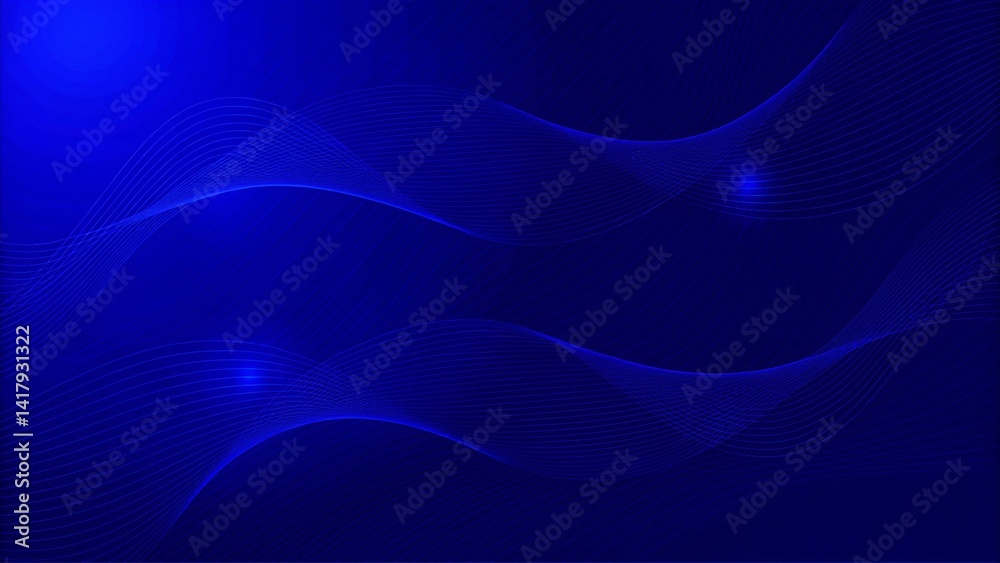 Leinwandbilder blue modern wave lines shiny futuristic technology background, digital abstract design template with