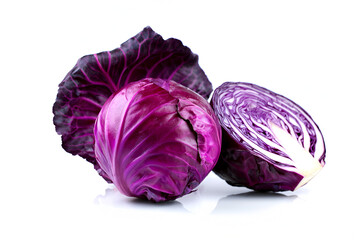 Obraz premium purple cabbage isolated on white background