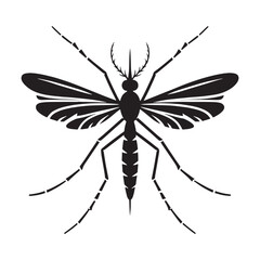 Sharp-biting Mosquito silhouette, a classic summer pest – Mosquito illustration – Minimalist Mosquito vector – Insect silhouette

