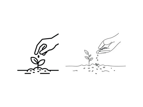 black line art planting seeds clip art preview