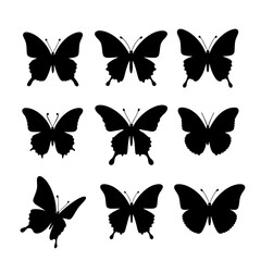 Set of butterflies, Collection of butterflies, Set butterfly silhouettes