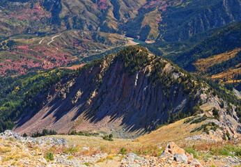 Box Elder Peak hiking views from trail, American Fork Canyon. Lone Peak, Mt Timpanogos, Wasatch...