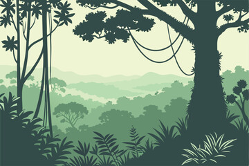 Tropical forest background. Vector illustration for your graphic design.