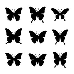 Set of vector butterflies, Collection of butterflies, Set butterfly silhouettes
