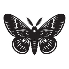 Dreamy Moth silhouette, a quiet symbol of change – Moth illustration – Minimalist Moth vector – Insect silhouette

