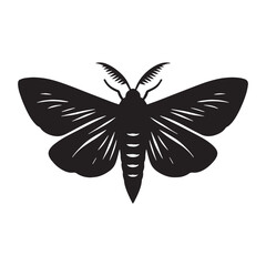 Enigmatic Moth silhouette, soft wings in motion – Moth illustration – Minimalist Moth vector – Insect silhouette


