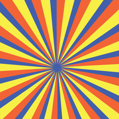 Sunlight rays horizontal background. Bright orange color burst background.