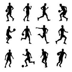 A set of silhouettes of football players. isolated on white background. graphic vector illustration.