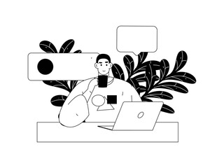 Flat vector illustration of business people operating work scene
