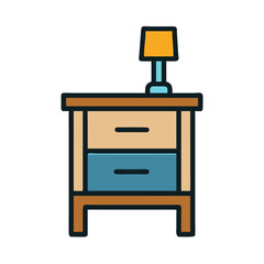 Fototapeta premium Nightstand with Drawer and Open Shelf Icon Design