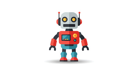 Stylized Flat Robot With Subtle Shadow