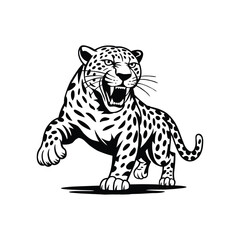 Vector illustration of a growling angry jaguar on a white background