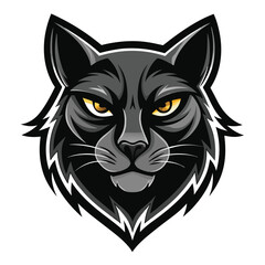 Obraz premium Cat head mascot logo silhouette black vector illustration