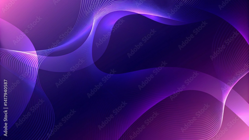 Leinwandbilder Purple modern wavy abstraction with soft curly lines, futuristic fluid background design, abstract violet gradient waves, elegant swirl pattern for digital art and web graphics