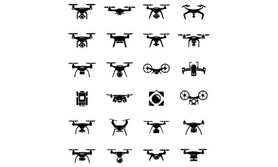 Set FPV Drone. Hand drawn vector illustration