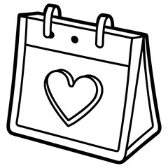 Minimalist Love Calendar Line Art