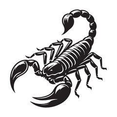 Stealthy Scorpion silhouette, blending perfectly with the night – Scorpion illustration – Scorpion vector – Insect silhouette

