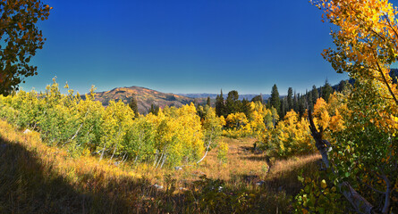 Box Elder Peak hiking views from trail, American Fork Canyon. Lone Peak, Mt Timpanogos, Wasatch...