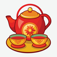 Set a tea cup vector.