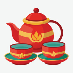 Set a tea cup vector.