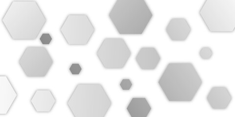Geometric technology white hexagon background. Abstract vector illustration Science technology and medical concept hexagon on transparent background.