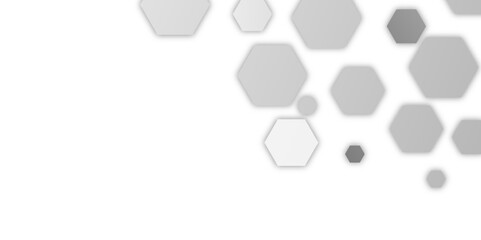Geometric technology white hexagon background. Abstract vector illustration Science technology and medical concept hexagon on transparent background.