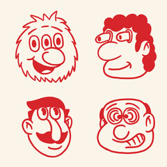 face retro cartoon character illustration