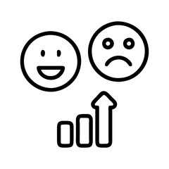 Customer satisfaction feedback survey results analysis chart graph happy sad face icon vector