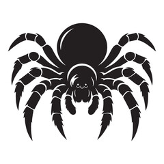 Silent Spider silhouette, watching carefully from the web – Spider illustration – Spider vector – Insect silhouette

